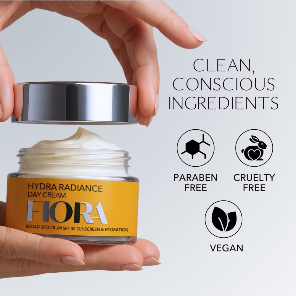 hand opening cream glass jar light background anti-aging