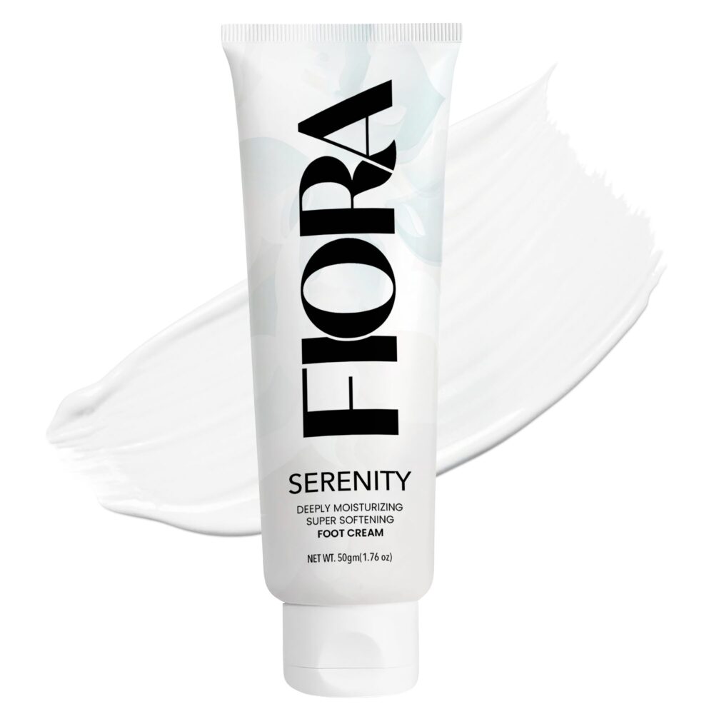 white foot cream tube on soft white cream anti-aging